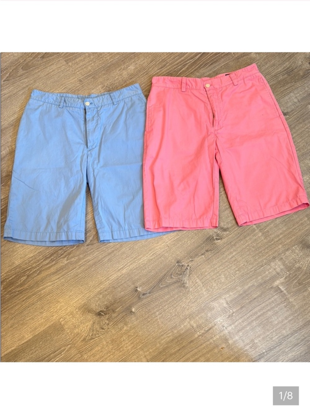 Vineyard Vines Men's Flat Front Shorts - Light Blue & Coral Pink